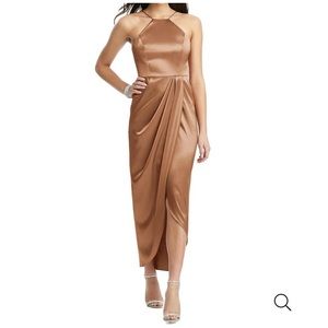 Halter Midi Dress with Draped Tulip Skirt